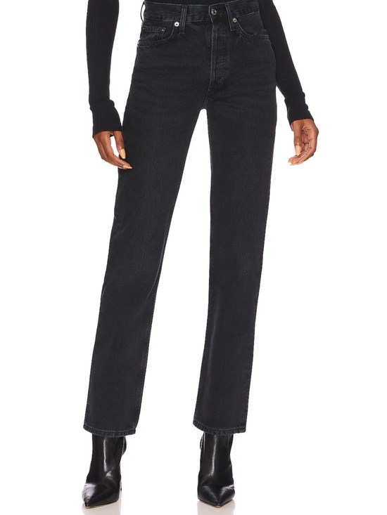 Agolde Denim - Agolde Washed Black Straight Lana Jeans